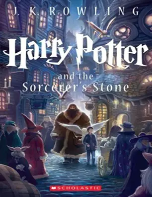جلد رمان Harry Potter and the Sorcerer's Stone نوشتهٔ جی. کی. رولینگ